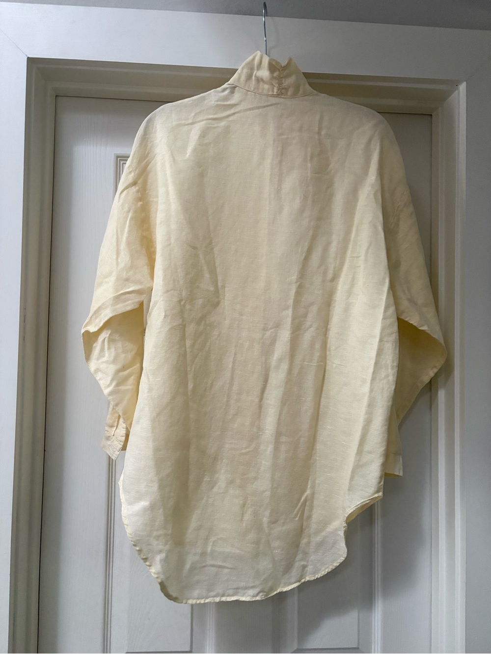 Pale Yellow Ruffle Front Button-Down Blouse - Picture 5 of 8